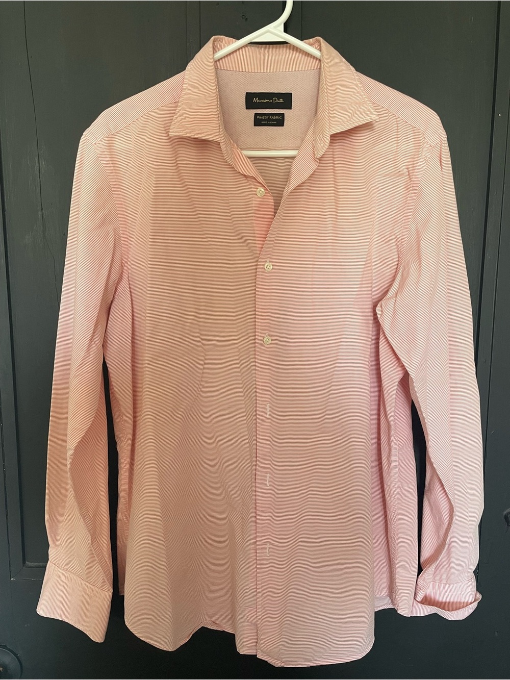 Massimo Dutti Men's Light Pink Slim-Fit Dress Shirt
